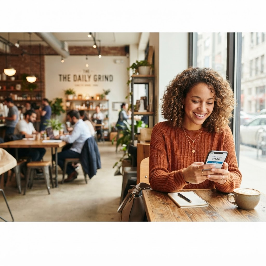 Person using VIBA WALLET to manage money